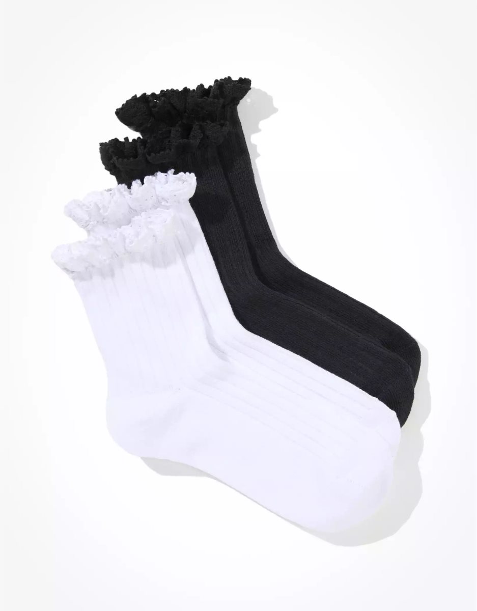 Chaussettes American Eagle AE Boyfriend Sock 2-Pack Noir Femme | EGU-11086820